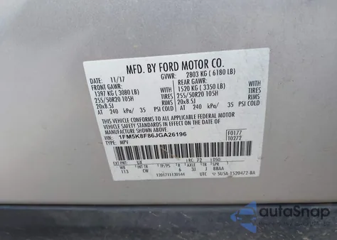 2018 Ford Explorer Limited из США, поврежденный, VIN 1FM5K8F86JGA26196